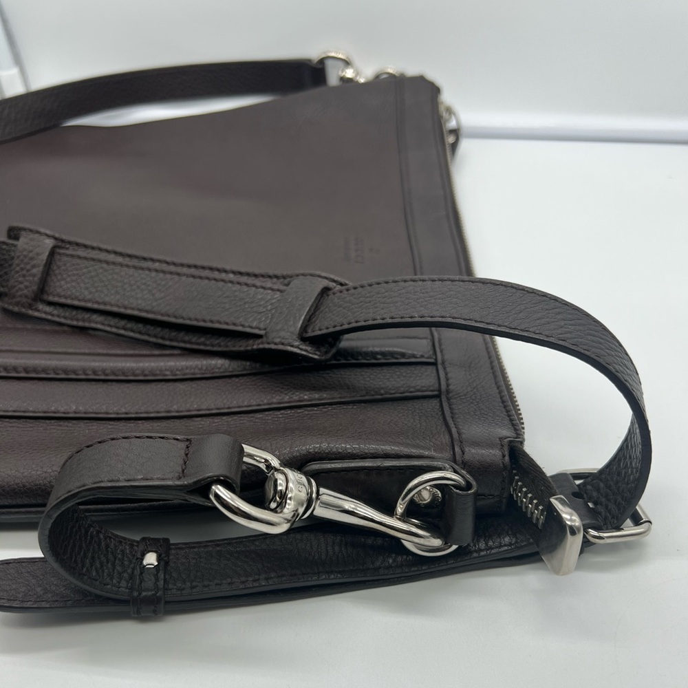 GUCCI Men's 233329 Dark Brown Pebbled Leather Adjustable Messenger Crossbody Bag - Picture 9 of 17